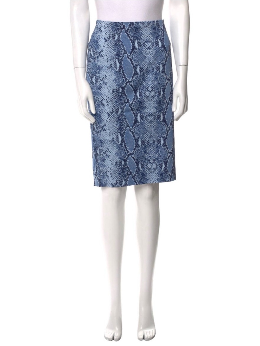 Blue Snake-Print Pencil Skirt - Women's MEDIUM